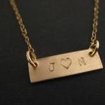 Gold Bar Necklace, Couples Jewelry, Personalized..