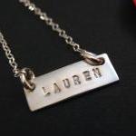 Sterling Silver Name Necklace, Silver Bar..