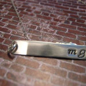Sterling Silver Initial Necklace, Silver Bar..