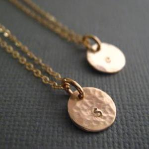 Initial Necklace, Round Disc Necklace, Gold Disc..