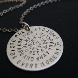 Spiral Disc Necklace, Quote Necklace, Words On..
