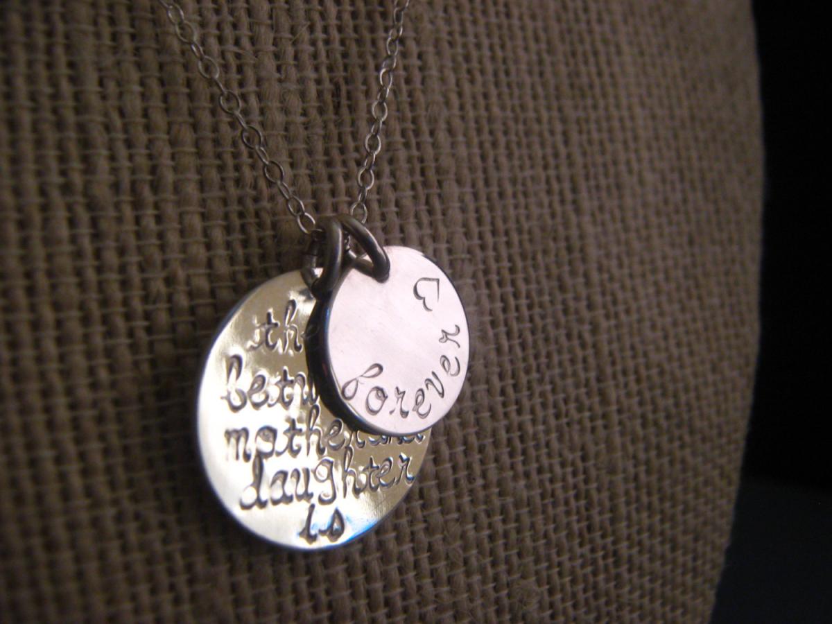 Any Quote On 2 Discs, The Love Between A Mother And Daughter Is Forever, Personalized Jewelry, Personalized Necklace