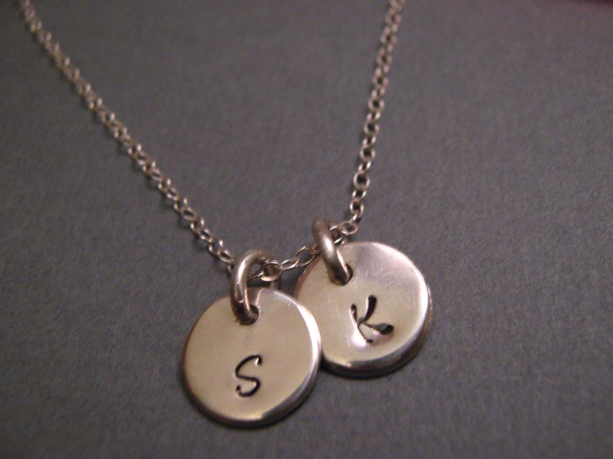 Necklace With Two Initials, Mother's Day Gift, Sterling Silver Initials Necklace, Childrens Initials, Personalized Jewelry